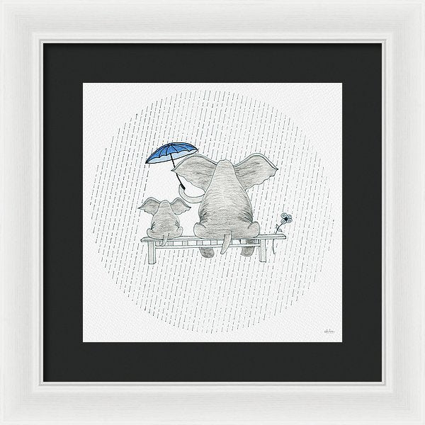 Elephant Mumma Love - Blue - Framed Print