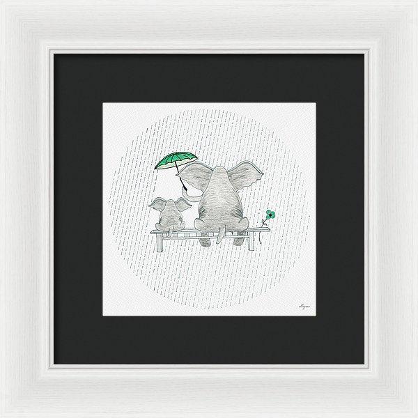 Elephant Mumma Love - Green - Framed Print