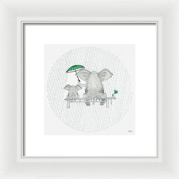 Elephant Mumma Love - Green - Framed Print