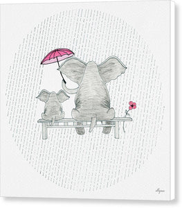 Elephant Mumma Love - Pink - Canvas Print