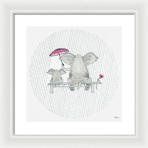 Elephant Mumma Love - Pink - Framed Print