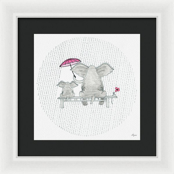 Elephant Mumma Love - Pink - Framed Print