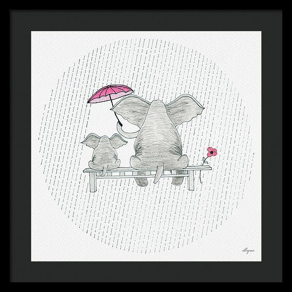 Elephant Mumma Love - Pink - Framed Print