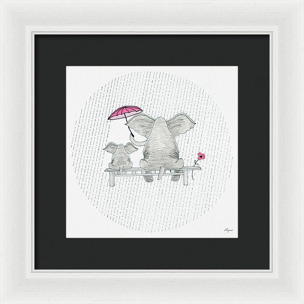 Elephant Mumma Love - Pink - Framed Print