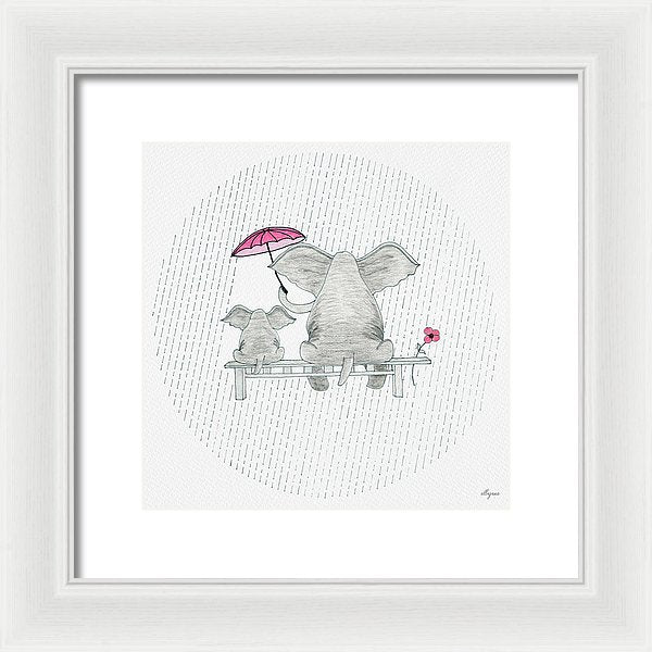 Elephant Mumma Love - Pink - Framed Print