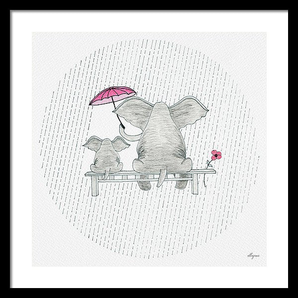 Elephant Mumma Love - Pink - Framed Print