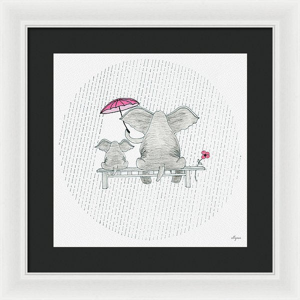 Elephant Mumma Love - Pink - Framed Print