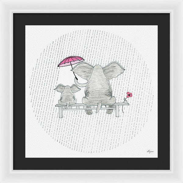 Elephant Mumma Love - Pink - Framed Print