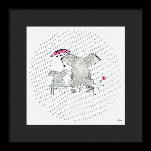 Elephant Mumma Love - Pink - Framed Print