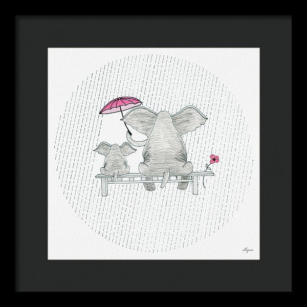 Elephant Mumma Love - Pink - Framed Print