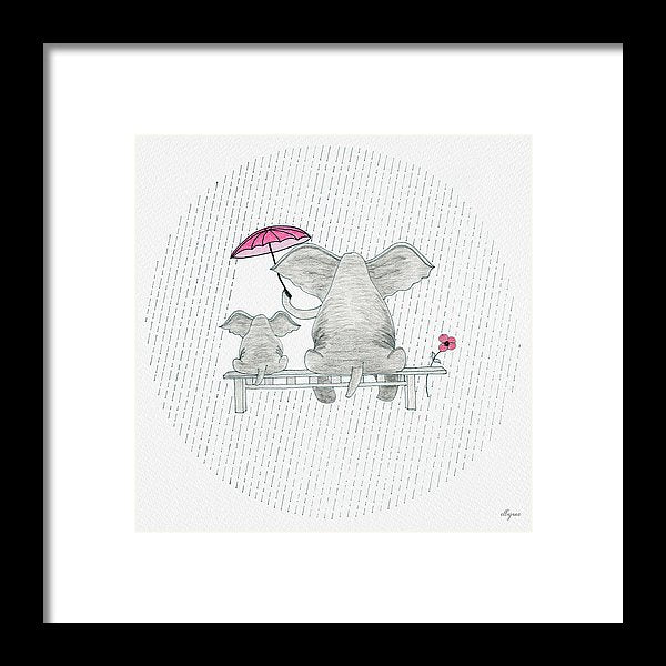 Elephant Mumma Love - Pink - Framed Print