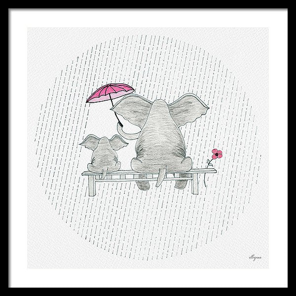 Elephant Mumma Love - Pink - Framed Print