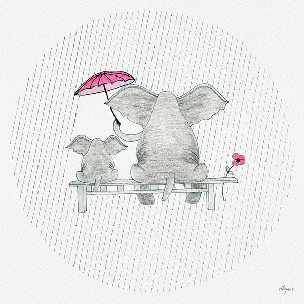 Elephant Mumma Love - Pink - Art Print