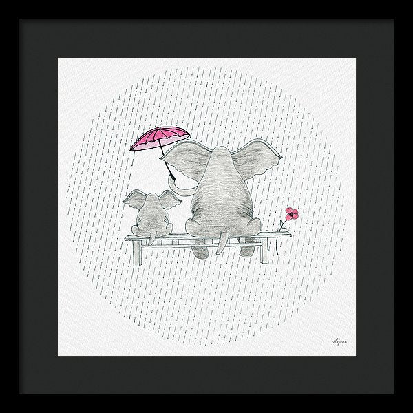 Elephant Mumma Love - Pink - Framed Print