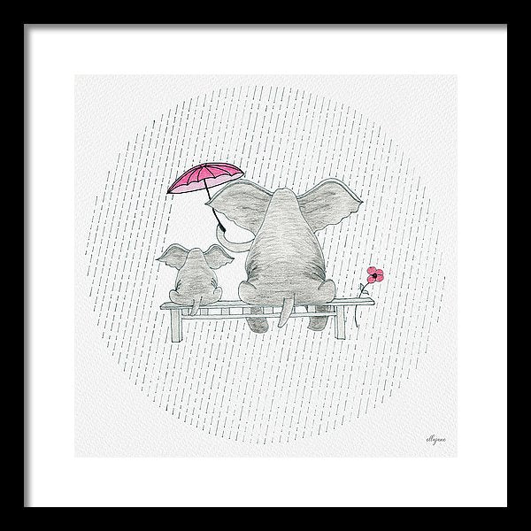 Elephant Mumma Love - Pink - Framed Print