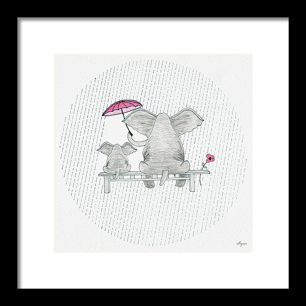 Elephant Mumma Love - Pink - Framed Print