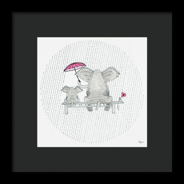 Elephant Mumma Love - Pink - Framed Print