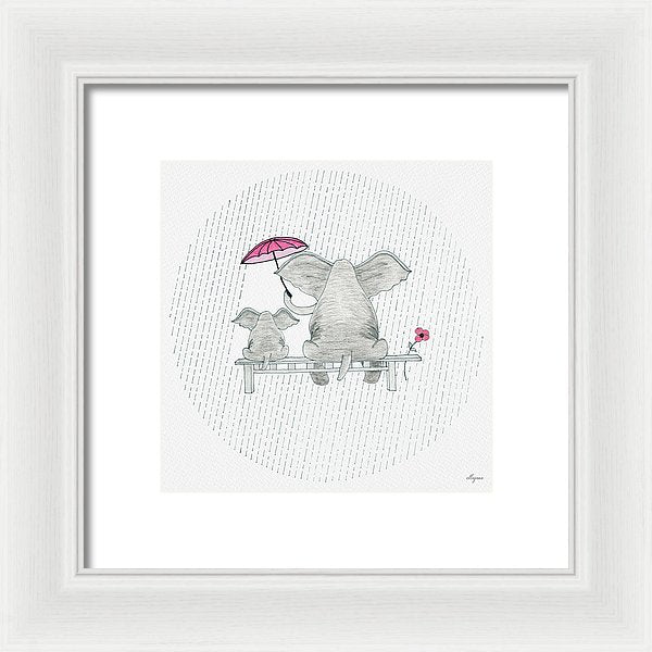 Elephant Mumma Love - Pink - Framed Print