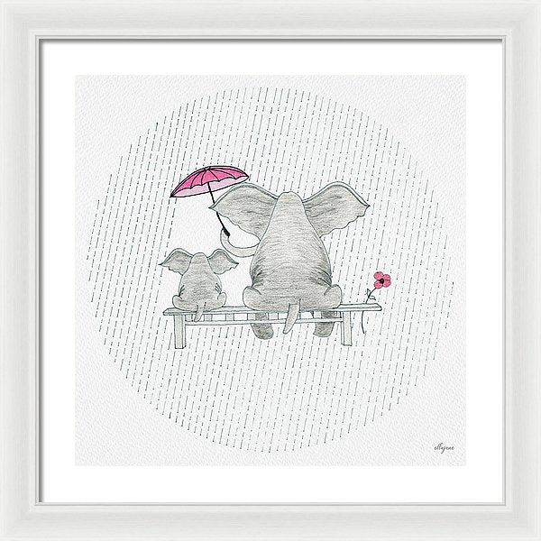 Elephant Mumma Love - Pink - Framed Print