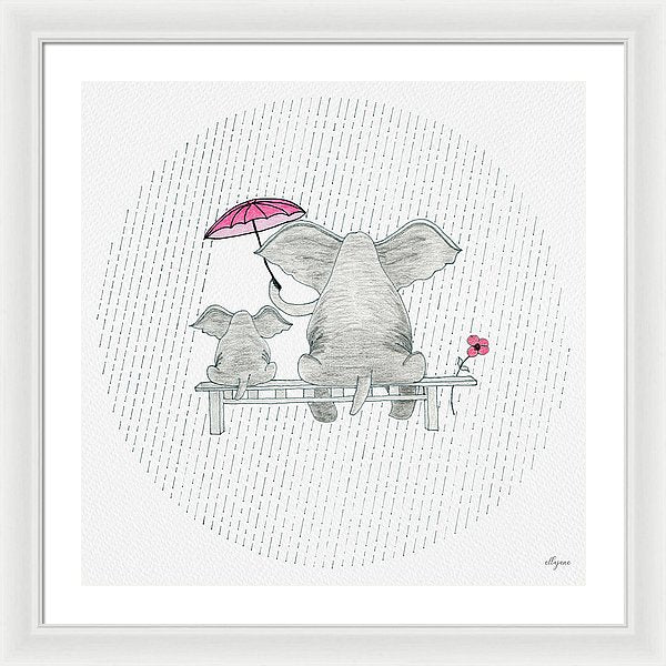 Elephant Mumma Love - Pink - Framed Print