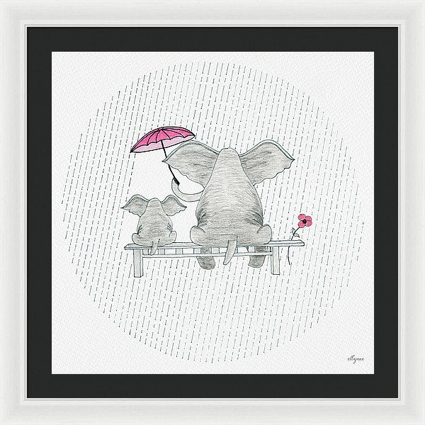 Elephant Mumma Love - Pink - Framed Print