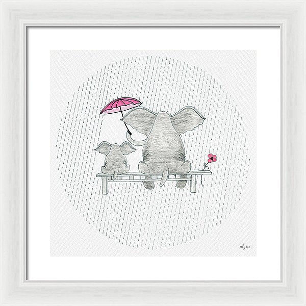 Elephant Mumma Love - Pink - Framed Print