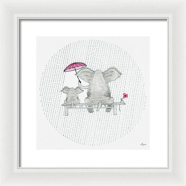 Elephant Mumma Love - Pink - Framed Print