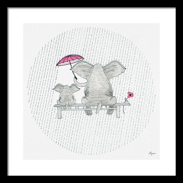 Elephant Mumma Love - Pink - Framed Print