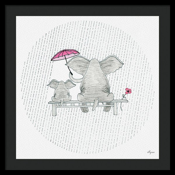 Elephant Mumma Love - Pink - Framed Print