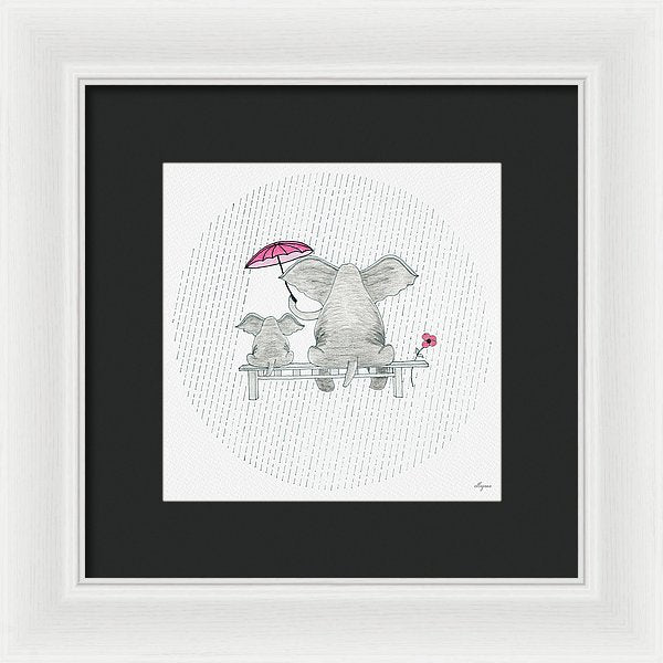 Elephant Mumma Love - Pink - Framed Print