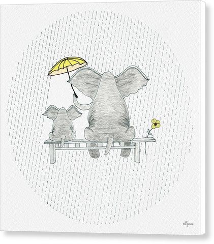 Elephant Mumma Love - Yellow - Canvas Print