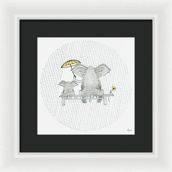 Elephant Mumma Love - Yellow - Framed Print