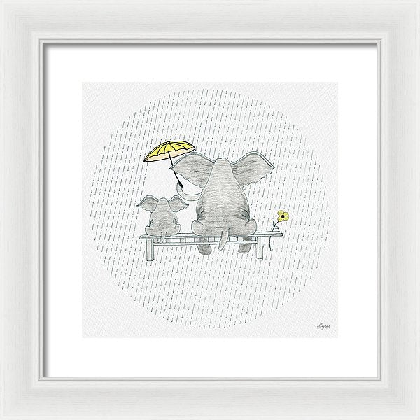 Elephant Mumma Love - Yellow - Framed Print