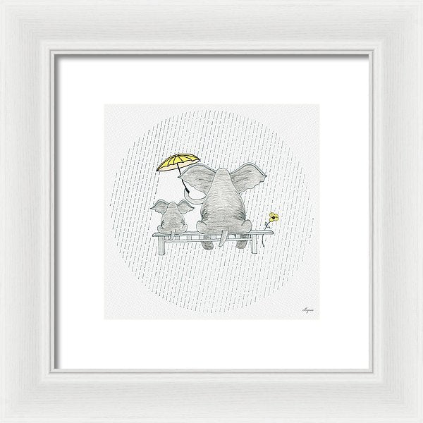 Elephant Mumma Love - Yellow - Framed Print