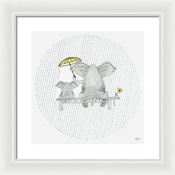 Elephant Mumma Love - Yellow - Framed Print