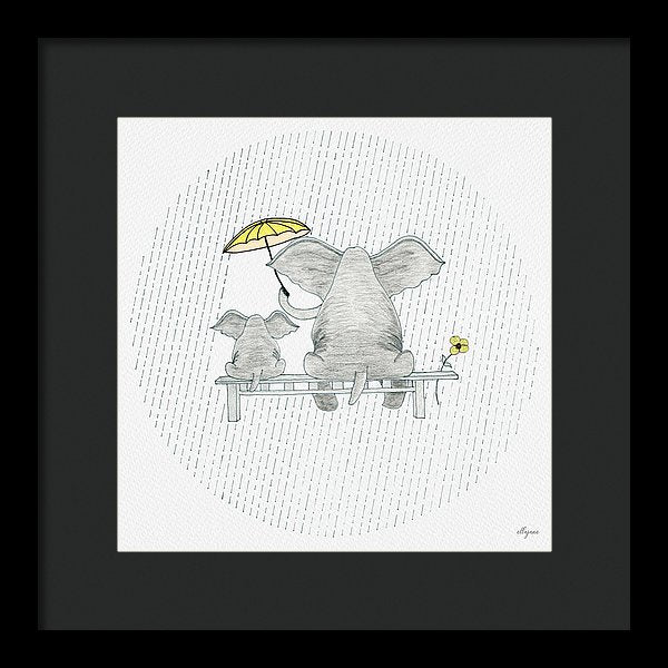 Elephant Mumma Love - Yellow - Framed Print