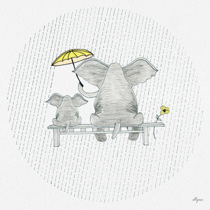 Elephant Mumma Love - Yellow - Art Print