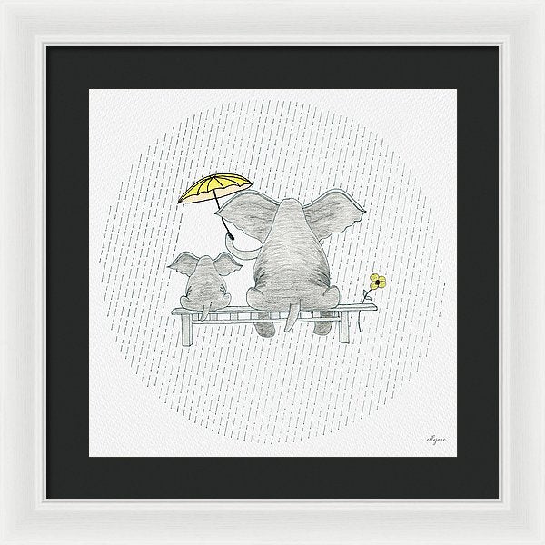 Elephant Mumma Love - Yellow - Framed Print