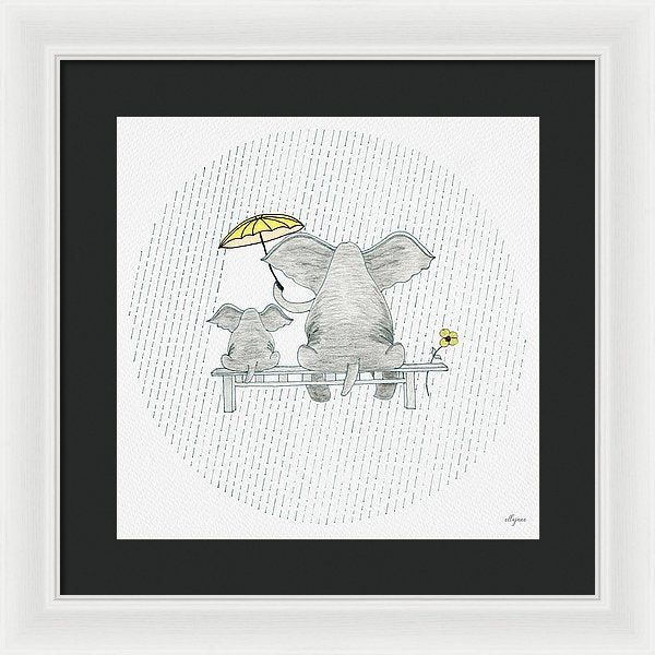 Elephant Mumma Love - Yellow - Framed Print