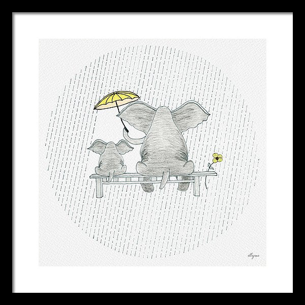 Elephant Mumma Love - Yellow - Framed Print