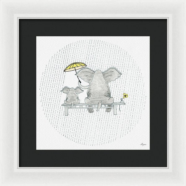 Elephant Mumma Love - Yellow - Framed Print