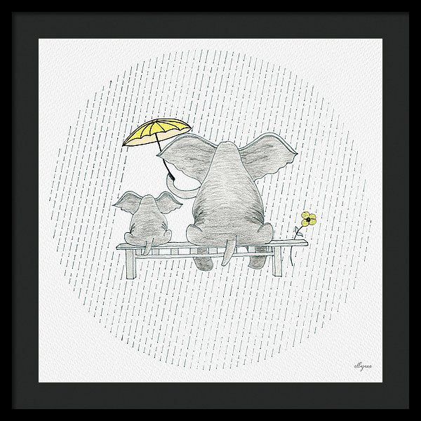 Elephant Mumma Love - Yellow - Framed Print