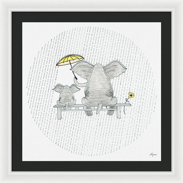 Elephant Mumma Love - Yellow - Framed Print