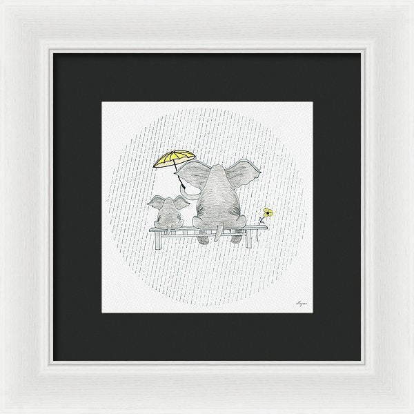 Elephant Mumma Love - Yellow - Framed Print