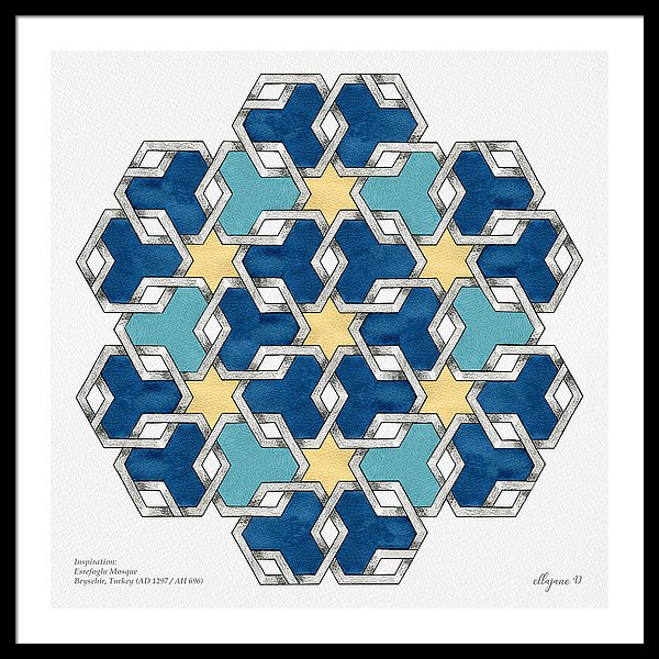 Esrefoglu - Blue Aqua Yellow - Framed Print