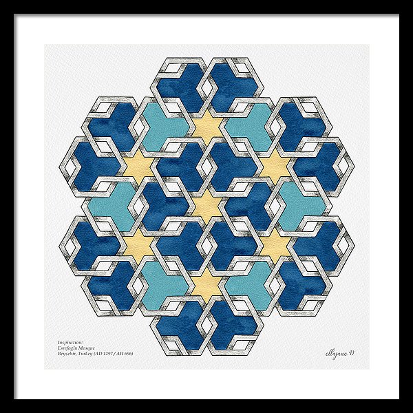 Esrefoglu - Blue Aqua Yellow - Framed Print