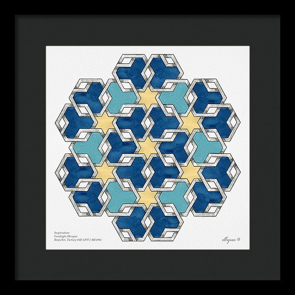 Esrefoglu - Blue Aqua Yellow - Framed Print