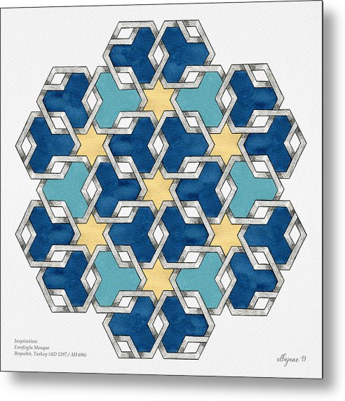 Esrefoglu - Blue Aqua Yellow - Metal Print