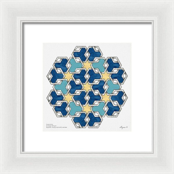 Esrefoglu - Blue Aqua Yellow - Framed Print