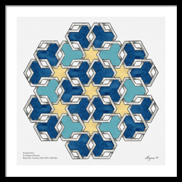 Esrefoglu - Blue Aqua Yellow - Framed Print